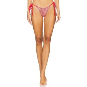 NWT ASTA RESORT Lio Bikini Bottom in Raspberry Sequin Side Ties Metallic Sparkle